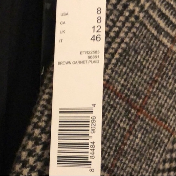 NWT ELIE TAHARI Merrit Plaid Notch Collar Double Breasted Blazer Size 8 - Picture 8 of 8